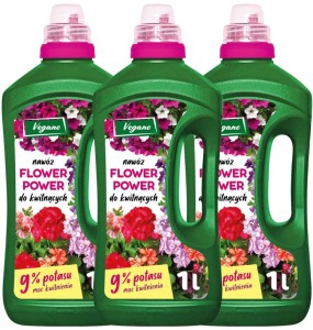 Flower Power płynny nawóz do roślin kwitnących z dużą zawartością potasu Vegano 3 x 1000 ml