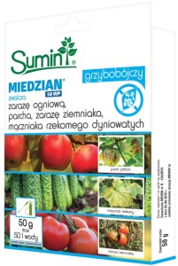 Miedzian 50 WP 50 g – preparat na choroby drzew owocowych – Sumin
