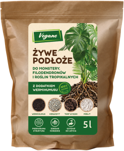 Żywe podłoże do monstery, filodendronów i roślin tropikalnych z dodatkiem Wermihumusu Vegano - 5 l
