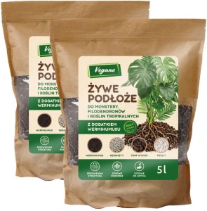 Żywe podłoże do monstery, filodendronów i roślin tropikalnych z dodatkiem Wermihumusu Vegano - 10 l