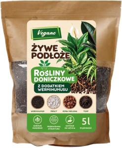 Żywe podłoże do roślin doniczkowych z dodatkiem Wermihumusu Vegano - 5 l
